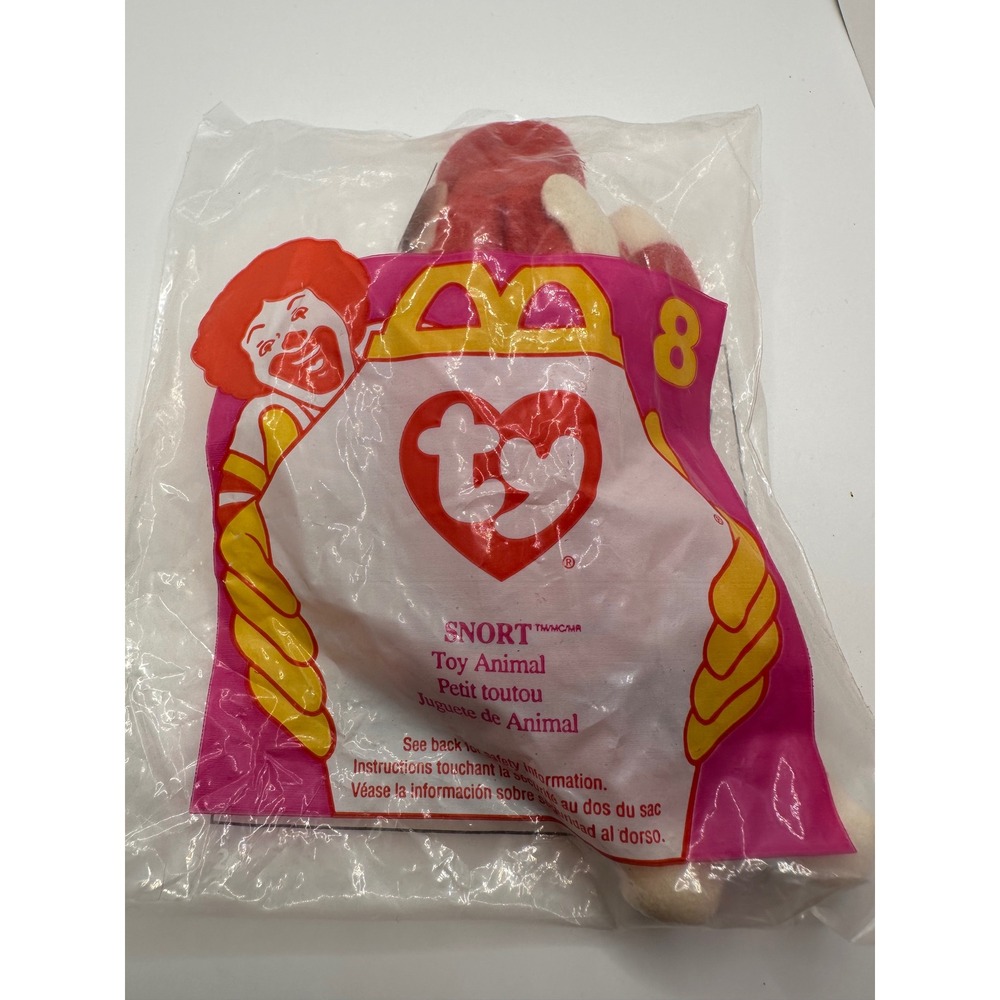 Ty Beanie Babies Snort McDonald's Happy Meal Toy 1996 Red pig In Bag Vintage